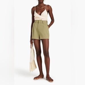 BA&SH Tie-back twist-front crepe top in blush medium